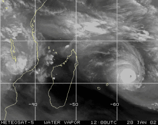 animation satellite du cyclone Dina