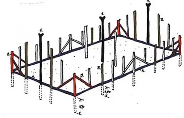 plans des murs de la case en paille