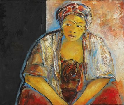 femmes du monde: tableau coloré de Mahoraise par Odile Sauvé