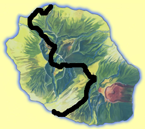 Carte de division de la Réunion par la diagonale des fous
