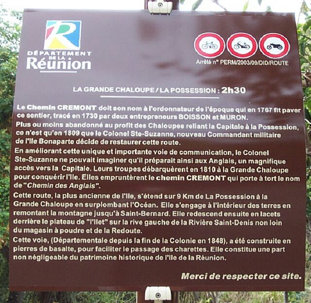 Panneau touristique au début du chemin