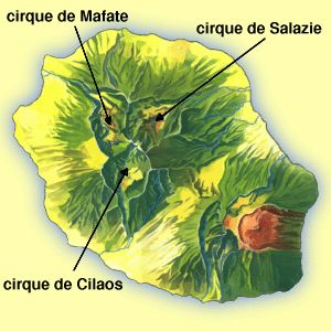 carte ouest - cote cirques de cilaos, mafate et salazie