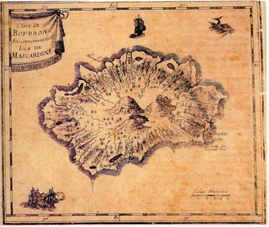 Carte de l'île Bourbon dressée en 1645