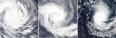 photos satellite de 3 cyclones Batsirai, Emnati et Freddy