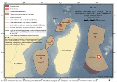 Carte du domaine maritime de la France autour de Madagascar