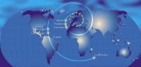 infographie des régions ultrapériphériques formant un toubillon sur une carte du monde